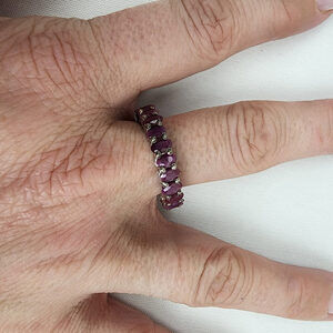 925 Sterling Silver Purple Natural Stone Studded Ring Size 9